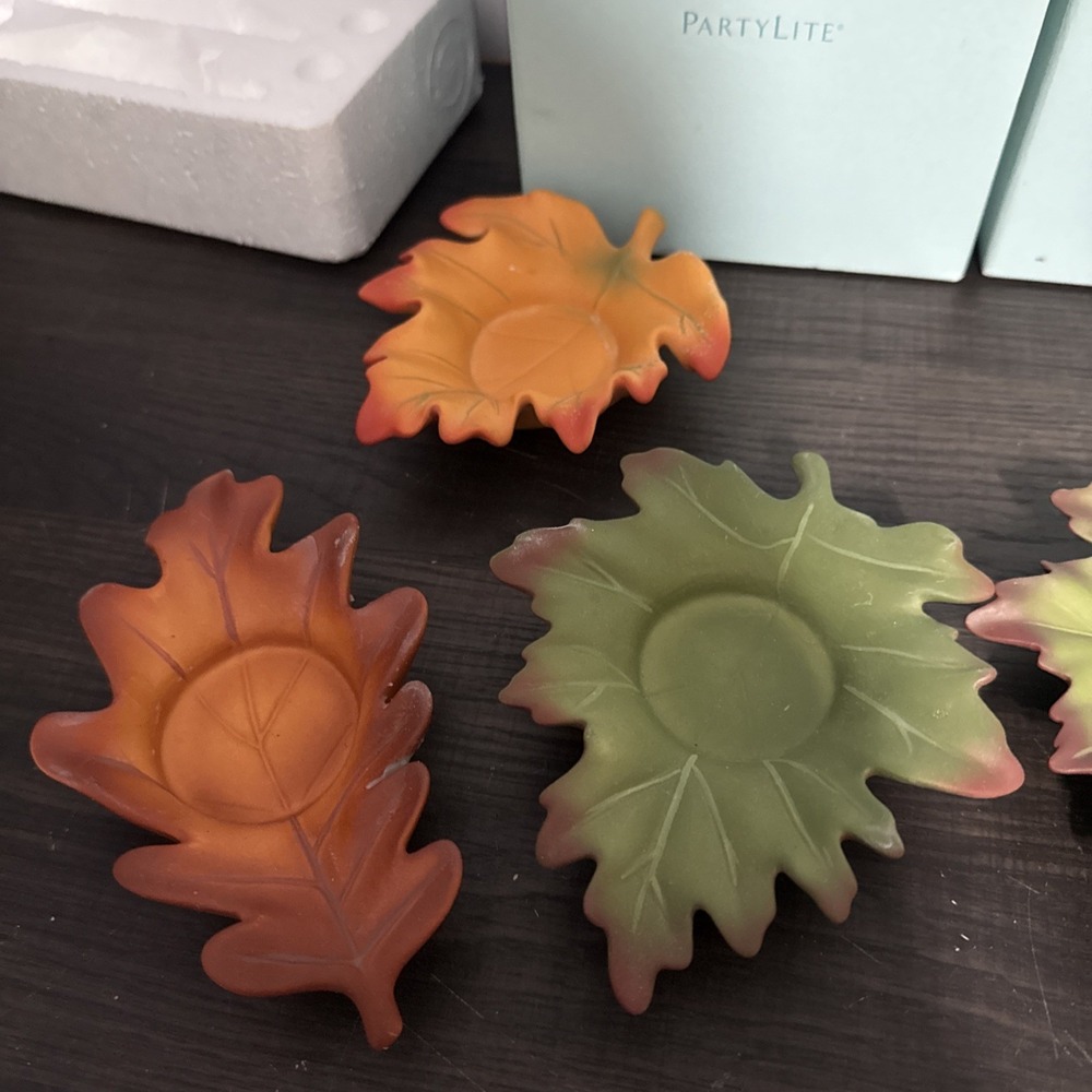Partylite Whispering Leaves Tealight Trio Fall Thanksgiving Candle Holder P8535U - Picture 2 of 5
